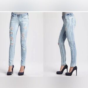 DL1961 AMANDA Distressed Skinny Leg Jeans in FRENZY With Holes Rips
